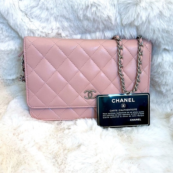 Chanel Pink Lambskin Classic Wallet on Chain - Picture 2 of 14